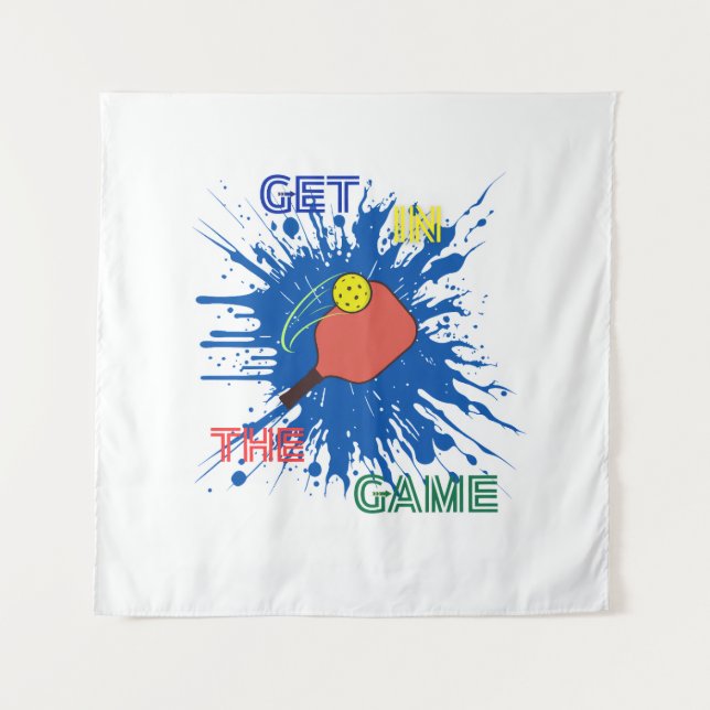 Pickleball player paddle sport game  tapestry (Front)