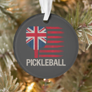 Pickleball Player Paddle Uk Flag Ornament
