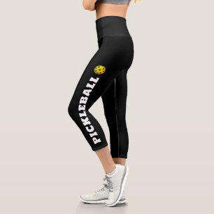 Pickleball Player Personalised Black White  Capri Leggings