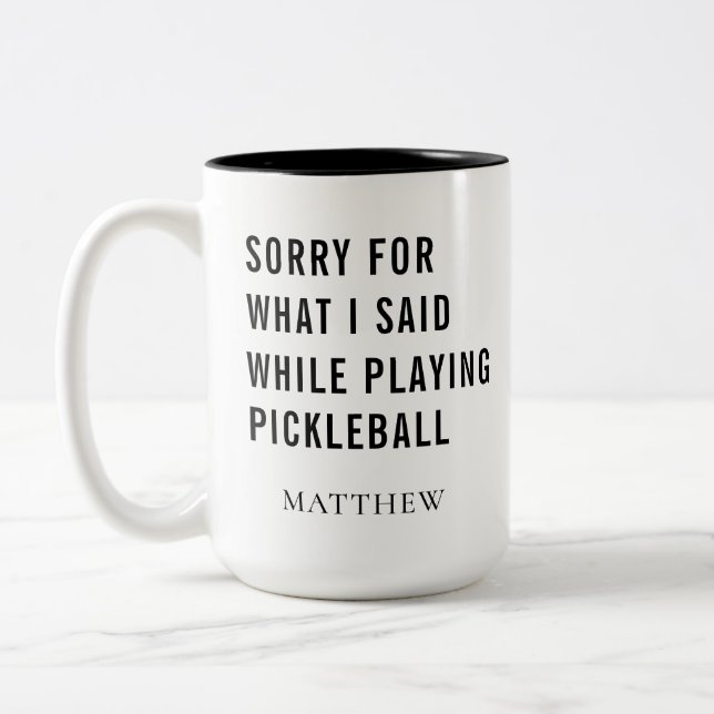 Pickleball Player Personalised Gag Two-Tone Coffee Mug (Left)