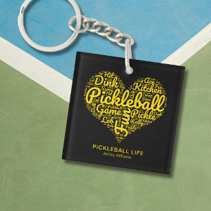 Pickleball Player Personalised Name Word Art Key Ring