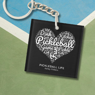 Pickleball Player Personalised Name Word Art Key Ring
