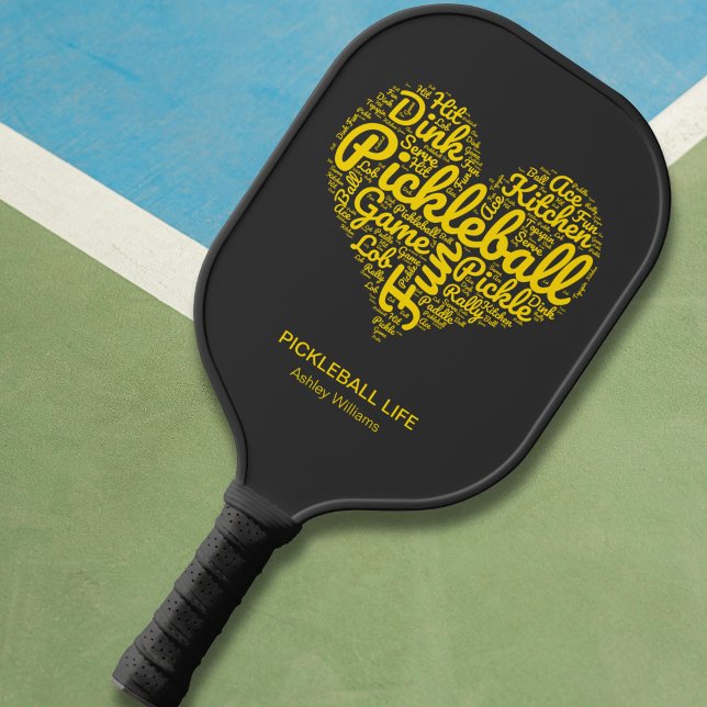 Pickleball Player Personalised Name Word Art Paddle (Personalize with text and name,  see collection for other gifts with this design on.)