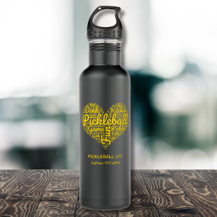 Pickleball Player Personalized Name Heart Design 710 Ml Water Bottle