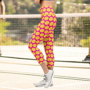 Pickleball Player Pickleball Pattern Bright Pink Capri Leggings