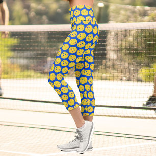 Pickleball Player Pickleball Pattern Royal Blue Capri Leggings