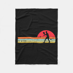 Pickleball player silhouette retro pickle ball men fleece blanket