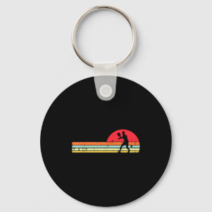 Pickleball player silhouette retro pickle ball men key ring
