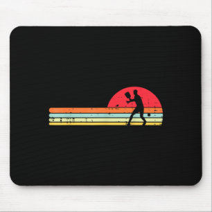 Pickleball player silhouette retro pickle ball men mouse pad