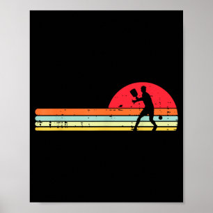 Pickleball player silhouette retro pickle ball men poster