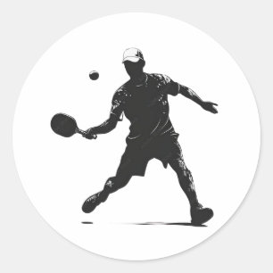 Pickleball Player Silhouette Sport Design Classic Round Sticker
