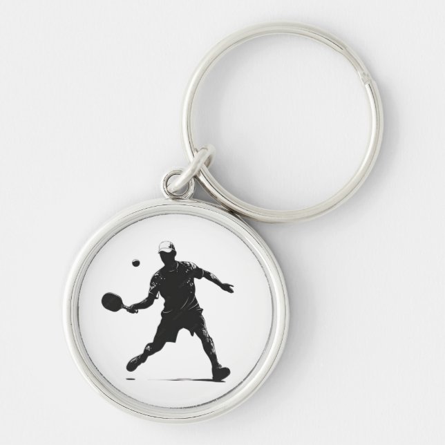 Pickleball Player Silhouette Sport Design Key Ring (Front)