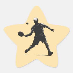 Pickleball Player Silhouette Sport Design Star Sticker