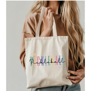 Pickleball Player Typography Colourful  Tote Bag