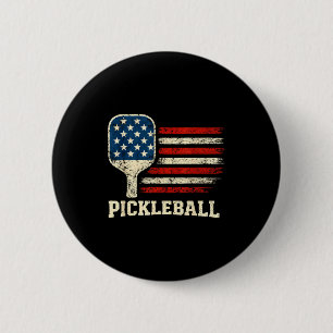 Pickleball player us flag american paddleball love 6 cm round badge
