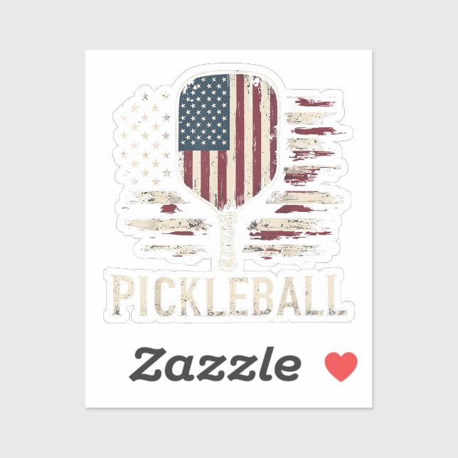 Pickleball Player US Flag Retro Paddleball (Sheet)