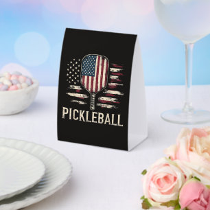 Pickleball Player US Flag Retro Paddleball