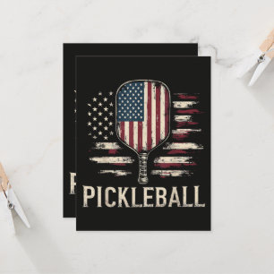 Pickleball Player US Flag Retro Paddleball Card