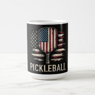 Pickleball Player US Flag Retro Paddleball Coffee Mug
