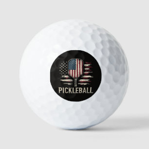 Pickleball Player US Flag Retro Paddleball Golf Balls