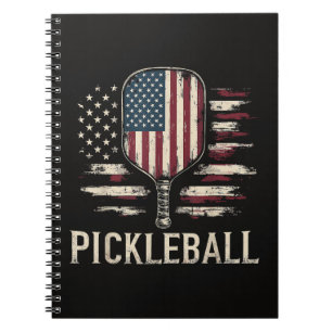 Pickleball Player US Flag Retro Paddleball Notebook