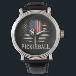 Pickleball Player US Flag Retro Paddleball Watch<br><div class="desc">Pickleball Player US Flag Retro Paddleball</div>