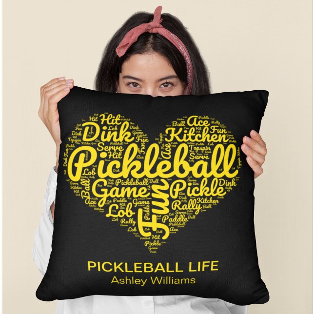 Pickleball Player Word Art Typography Personalised Cushion (Creator Uploaded)