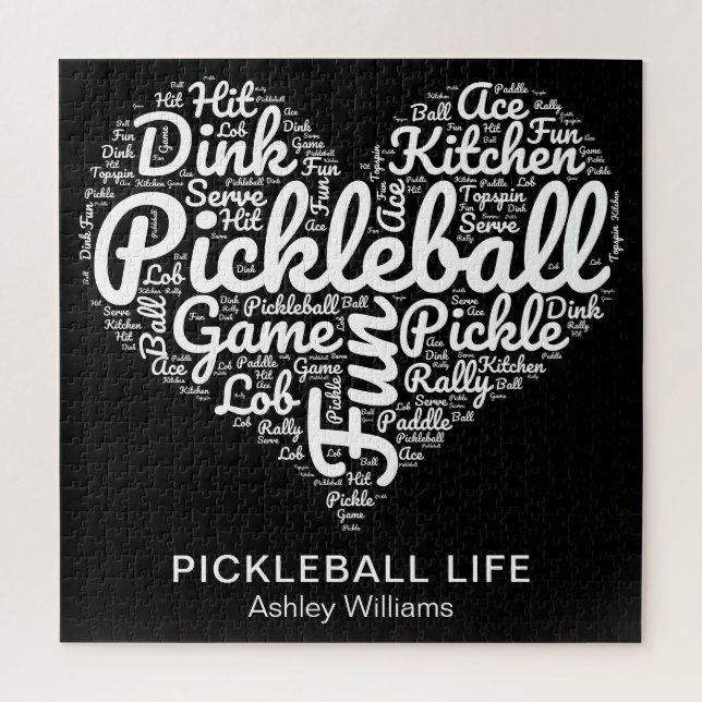 Pickleball Player Word Art Typography Personalised Jigsaw Puzzle (Vertical)