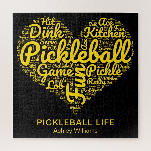 Pickleball Player Word Art Typography Personalised Jigsaw Puzzle (Vertical)