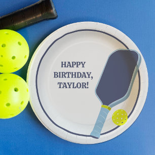 Pickleball Players Custom Message Birthday Paper Plate