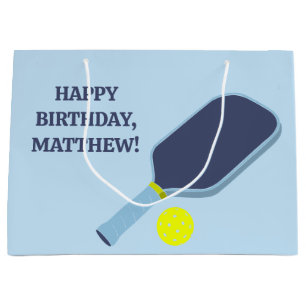 Pickleball Players Light Blue Personalised Large Gift Bag