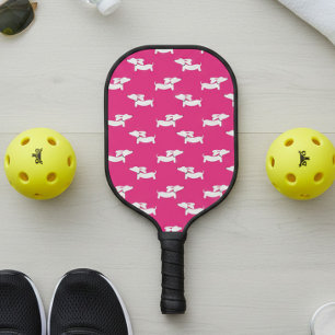 Pickleball Playing Dachshund Mum Pink Paddle
