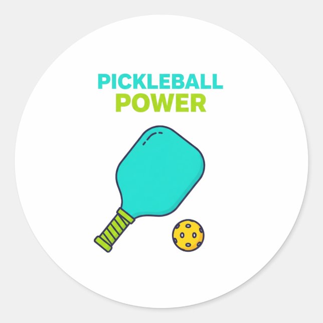 Pickleball Power Funny Sports Sticker (Front)