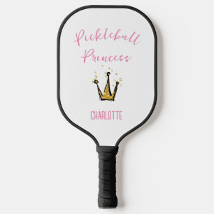 Pickleball Princess Gold Glitter Custom Name Pink Pickleball Paddle