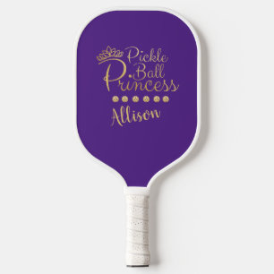 Pickleball Princess Purpl Gold Custom Name Elegant Pickleball Paddle