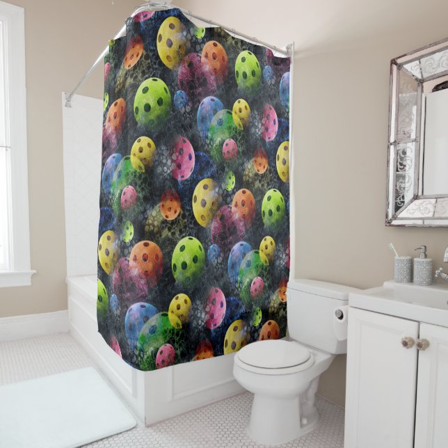 Pickleball Print Shower Curtain (In Situ)
