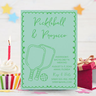 Pickleball & Prosecco Bachelorette Party Hand-Draw Invitation