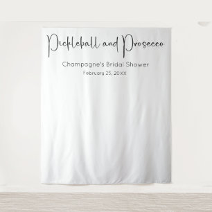 Pickleball & Prosecco Bridal Shower Backdrop Tapestry