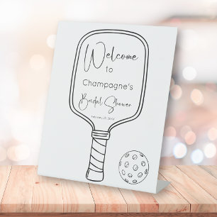 Pickleball & Prosecco Bridal Shower Welcome Pedestal Sign