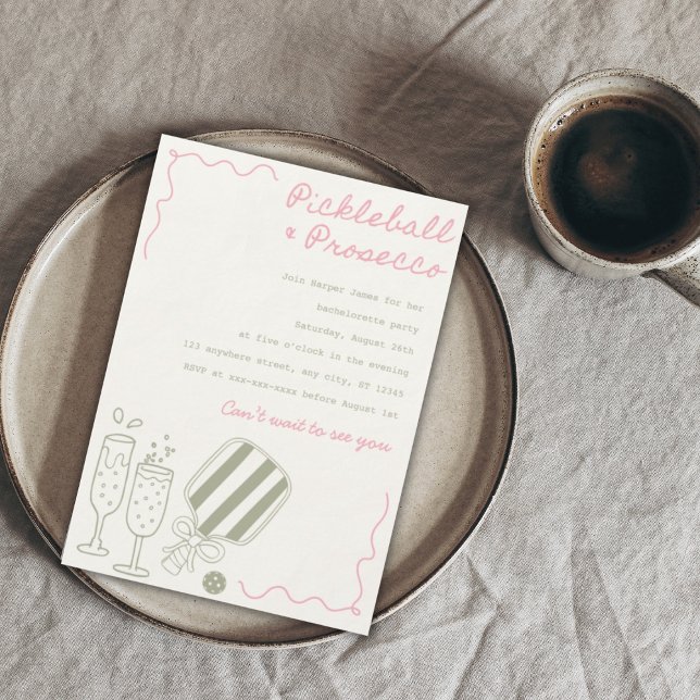 Pickleball & Prosecco modern bachelorette  Invitation (Creator Uploaded)