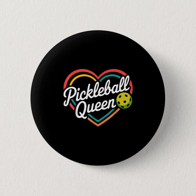 Pickleball queen  6 cm round badge (Front)