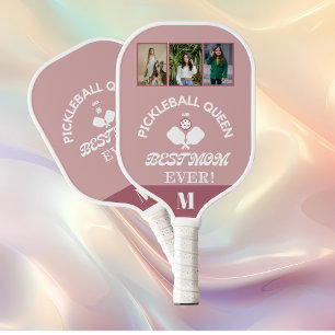 Pickleball Queen and Best Mum Ever 3 Photo Grid Paddle