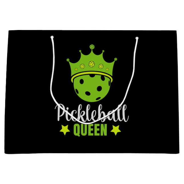 Pickleball Queen Funny Pickle Ball Queen  Large Gift Bag (Front)