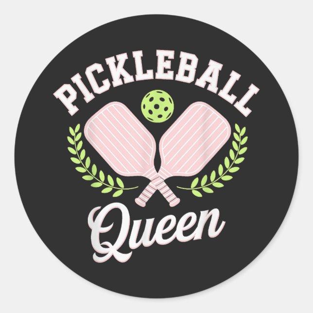 Pickleball Queen Funny Pickleball Player Classic Round Sticker (Front)