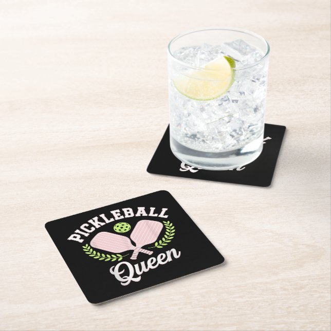 Pickleball Queen Funny Pickleball Player Square Paper Coaster (Insitu)