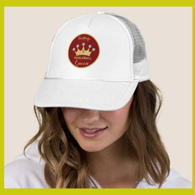 Pickleball Queen Glam Glitz Monogram Name Gold    Trucker Hat (Creator Uploaded)