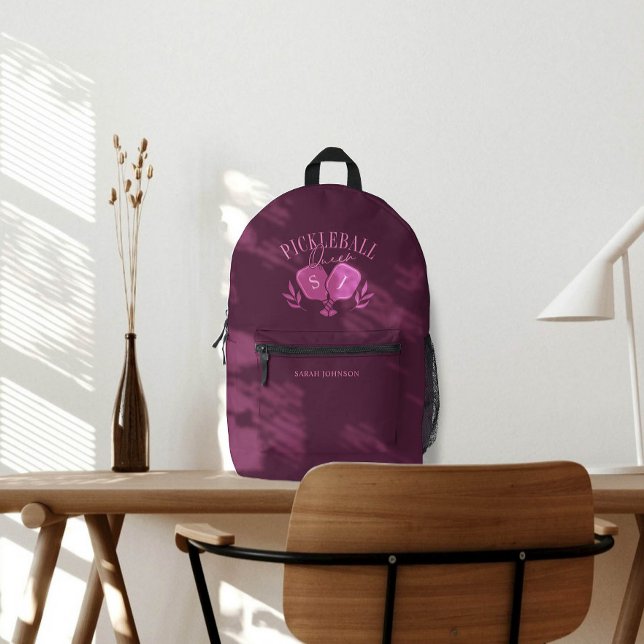Pickleball Queen Logo Monogram Custom Name Printed Backpack (Creator Uploaded)