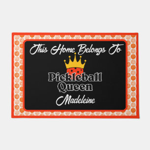 Pickleball Queen - Orange Pickleball Personalised Doormat