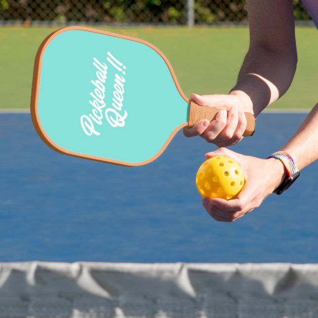 “Pickleball Queen” paddle in teal - Personalise (Insitu)