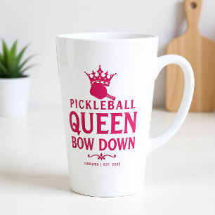 Pickleball Queen Pink Personalised Gift Funny Latte Mug